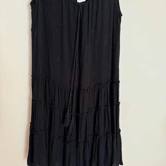 Violet Weekend Floral Eyelet Embroidered Midi Tiered Dress Black Size S - Picture 6 of 7